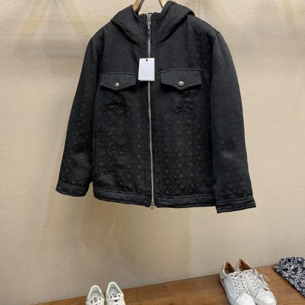 designer,replica,clothing,fake,1:1,lv,luxury,high quality Chrome Hearts Latest Men’s Hooded Denim Jacquard Down Jacket (YS6SH)