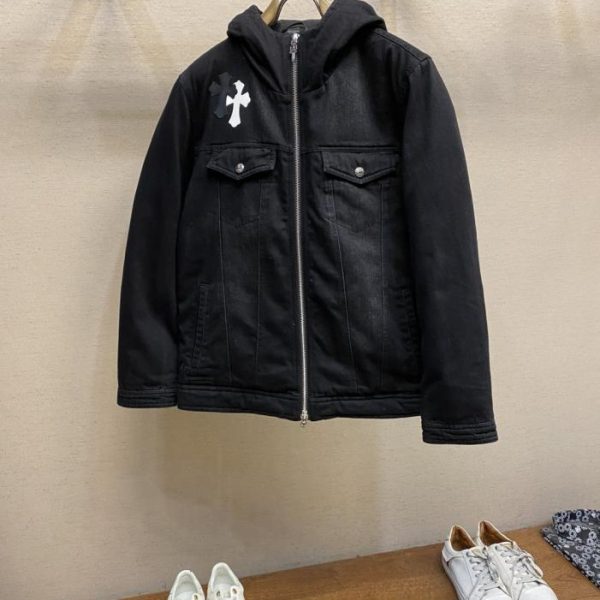 designer,replica,clothing,fake,1:1,lv,luxury,high quality Chrome Hearts Latest Men’s Hooded Denim Down Jacket (6NCJ2)