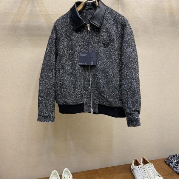 designer,replica,clothing,fake,1:1,lv,luxury,high quality Prada wool snowflake down jacket with stand-up collar (T9AJM)