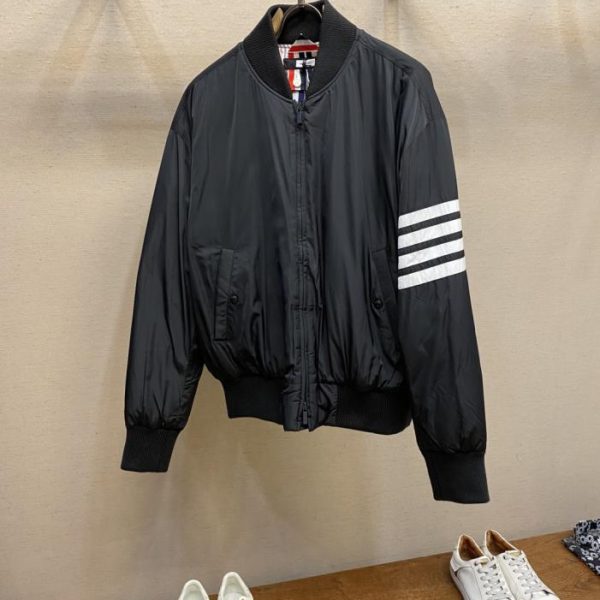 designer,replica,clothing,fake,1:1,lv,luxury,high quality TB Striped Sleeve Bomber Baseball Down Jacket* (9TL3U)