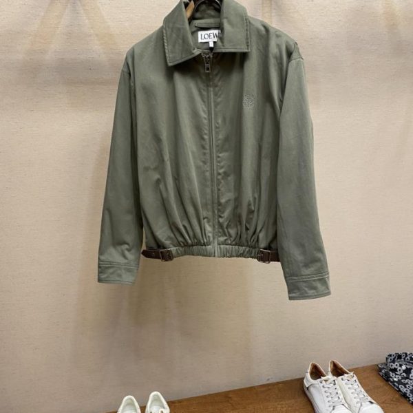 designer,replica,clothing,fake,1:1,lv,luxury,high quality Loewe Army Green Belt-Leg Collar Jacket (MAT4F)