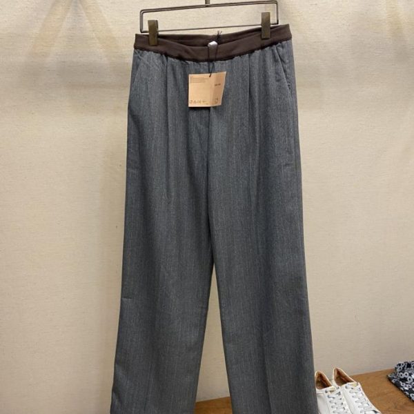 designer,replica,clothing,fake,1:1,lv,luxury,high quality Miu Miu drawstring pinstripe straight leg casual pants (MD0OS)