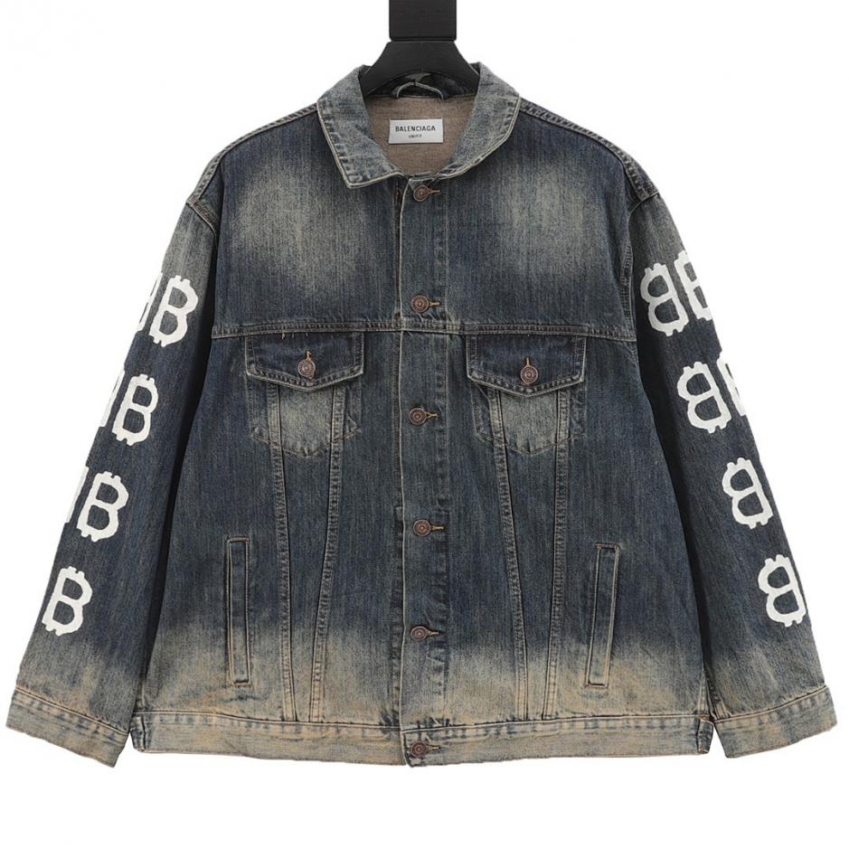 designer,replica,clothing,fake,1:1,lv,luxury,high quality Balenciaga Double B Hand-Painted Graffiti Print Denim Jacket (5EE2) designer,replica,clothing,fake,1:1,lv,luxury,high quality Balenciaga Double B Hand-Painted Graffiti Print Denim Jacket (5EE2)