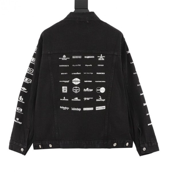 designer,replica,clothing,fake,1:1,lv,luxury,high quality Balenciaga denim jacket with all-over logo lettering on the back (4D53)