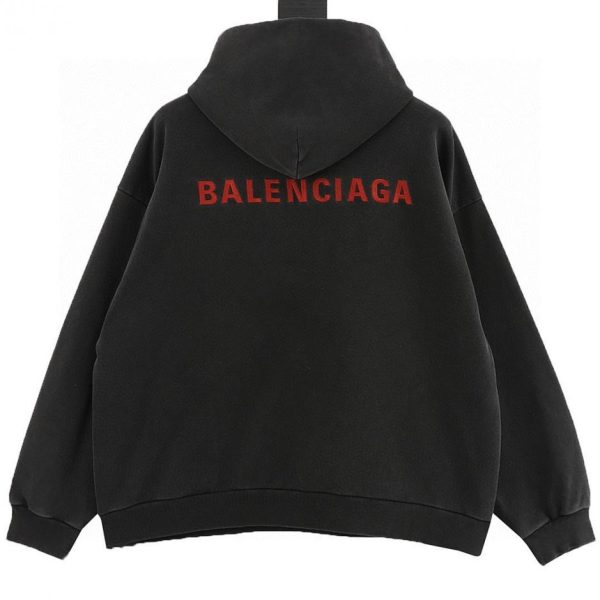 designer,replica,clothing,fake,1:1,lv,luxury,high quality Balenciaga Back Red Embroidered Hooded Sweatshirt (3045)