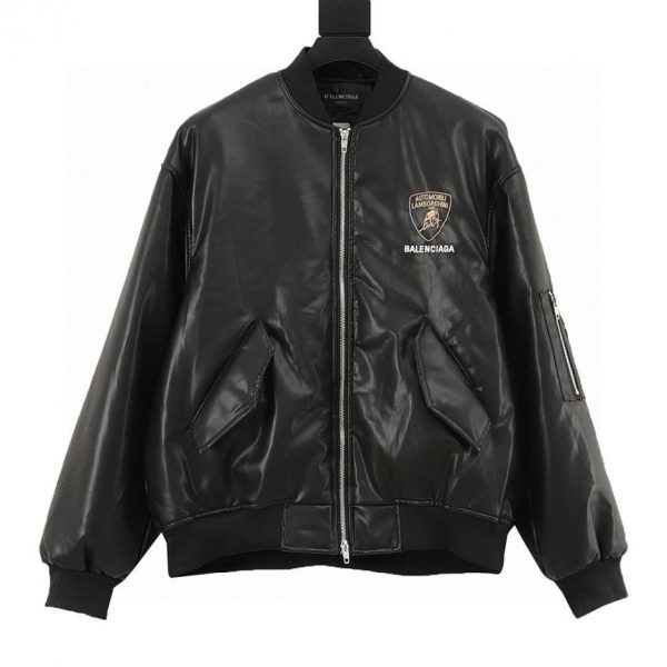 designer,replica,clothing,fake,1:1,lv,luxury,high quality Balenciaga x Lamborghini embroidered baseball-themed leather jacket (5Fendi 3)