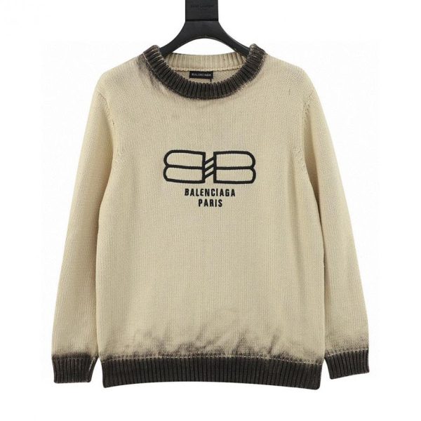 designer,replica,clothing,fake,1:1,lv,luxury,high quality Balenciaga Tie-Dye Lock-Button Knit Crew Neck Sweater (8BCC)