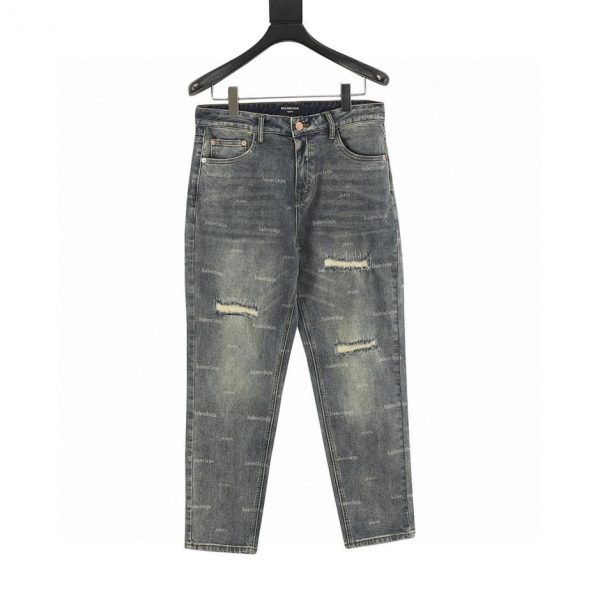 designer,replica,clothing,fake,1:1,lv,luxury,high quality Balenciaga all-over print denim jeans (55C1)