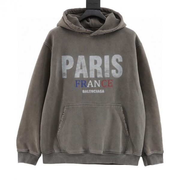 designer,replica,clothing,fake,1:1,lv,luxury,high quality Balenciaga fleece-lined hoodie with “PARIS” letter print on the chest (DDEC)