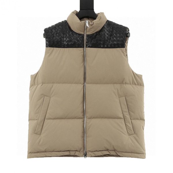 designer,replica,clothing,fake,1:1,lv,luxury,high quality BV Lambskin Woven Shoulder Panel Down Vest (FBE2)