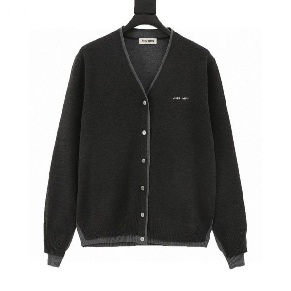 designer,replica,clothing,fake,1:1,lv,luxury,high quality MiuMiu cardigan with patchwork hem (4D32)
