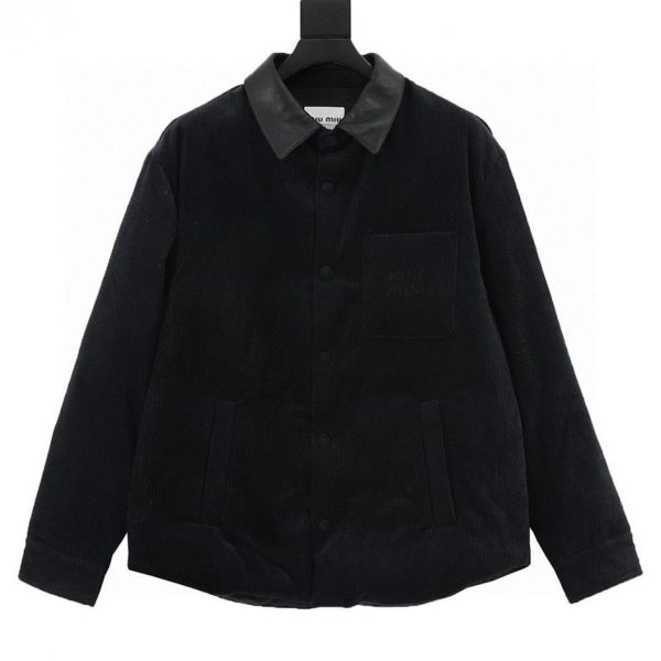 designer,replica,clothing,fake,1:1,lv,luxury,high quality MiuMiu Corduroy Down Jacket with Leather Collar (4F66)