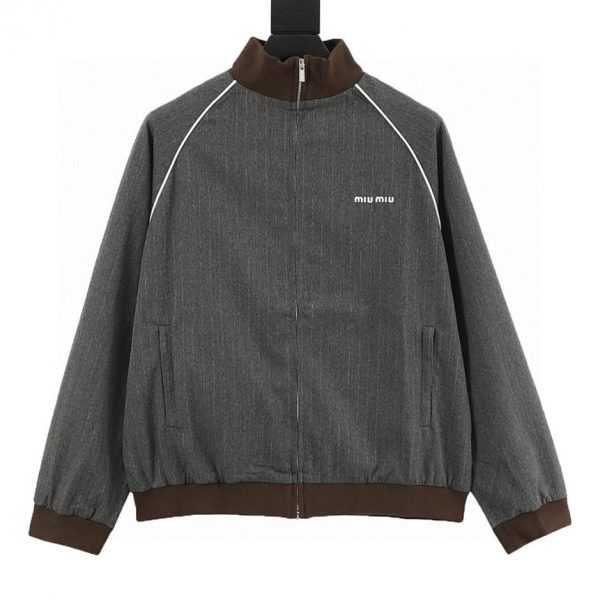 designer,replica,clothing,fake,1:1,lv,luxury,high quality Miu Miu pinstripe zip-up jacket (2192)