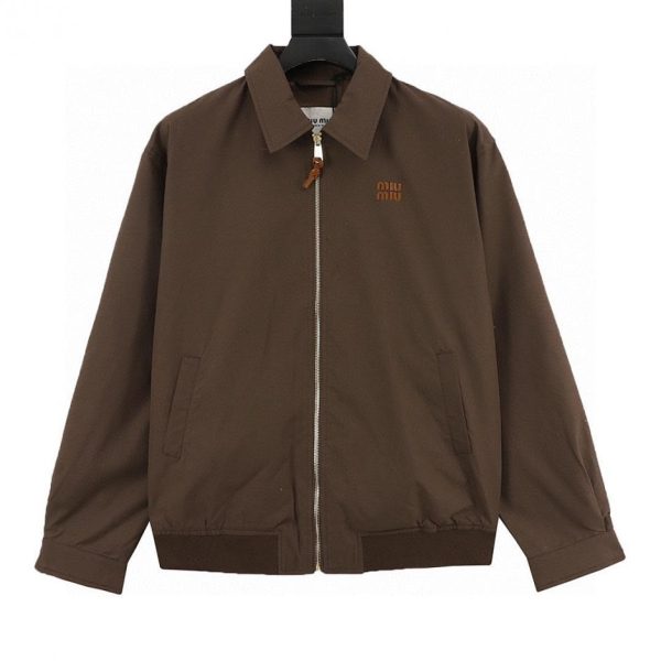 designer,replica,clothing,fake,1:1,lv,luxury,high quality MiuMiu Embroidered Logo Zipper Jacket (5163)