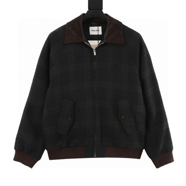 designer,replica,clothing,fake,1:1,lv,luxury,high quality MiuMiu plaid patchwork cotton jacket (AD67)
