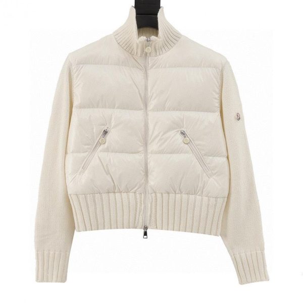 designer,replica,clothing,fake,1:1,lv,luxury,high quality MONCLER Patchwork Wool Knit Sleeve Stand Collar Down Jacket (5FF2)