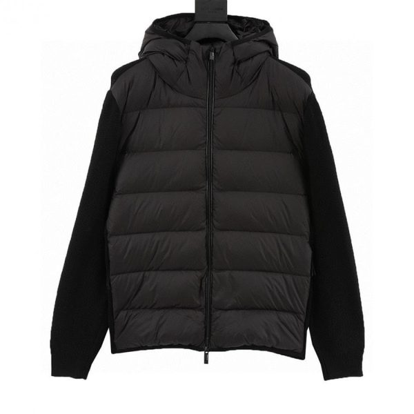 designer,replica,clothing,fake,1:1,lv,luxury,high quality MONCLER Hooded Down Jacket with Embroidered Brim and Knit Trim (0775)