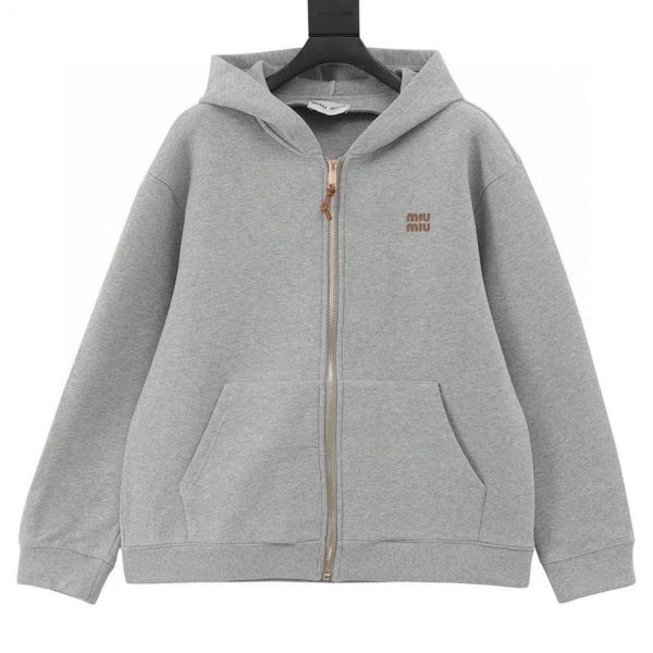 designer,replica,clothing,fake,1:1,lv,luxury,high quality Miu Miu Embroidered Logo Air Cotton Zipper Jacket (4816)