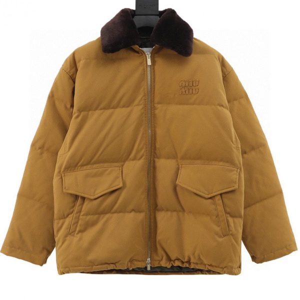 designer,replica,clothing,fake,1:1,lv,luxury,high quality Miu Miu down jacket with patch label and fur collar (31F2)