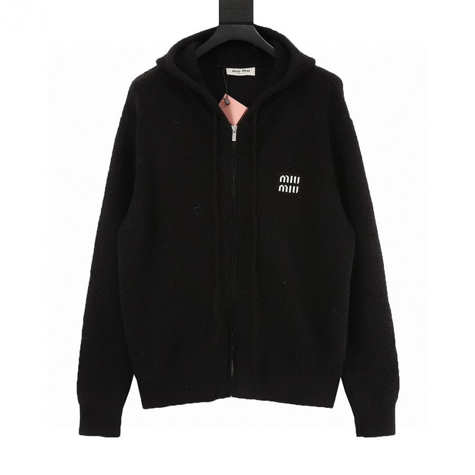 designer,replica,clothing,fake,1:1,lv,luxury,high quality MiuMiu logo embroidered zip-up hooded sweater cardigan (A202) designer,replica,clothing,fake,1:1,lv,luxury,high quality MiuMiu logo embroidered zip-up hooded sweater cardigan (A202)