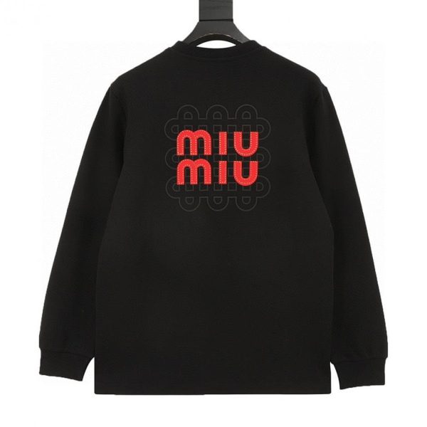 designer,replica,clothing,fake,1:1,lv,luxury,high quality MiuMiu long-sleeved T-shirt with large logo on the back, foam patch and embroidery (86EF)