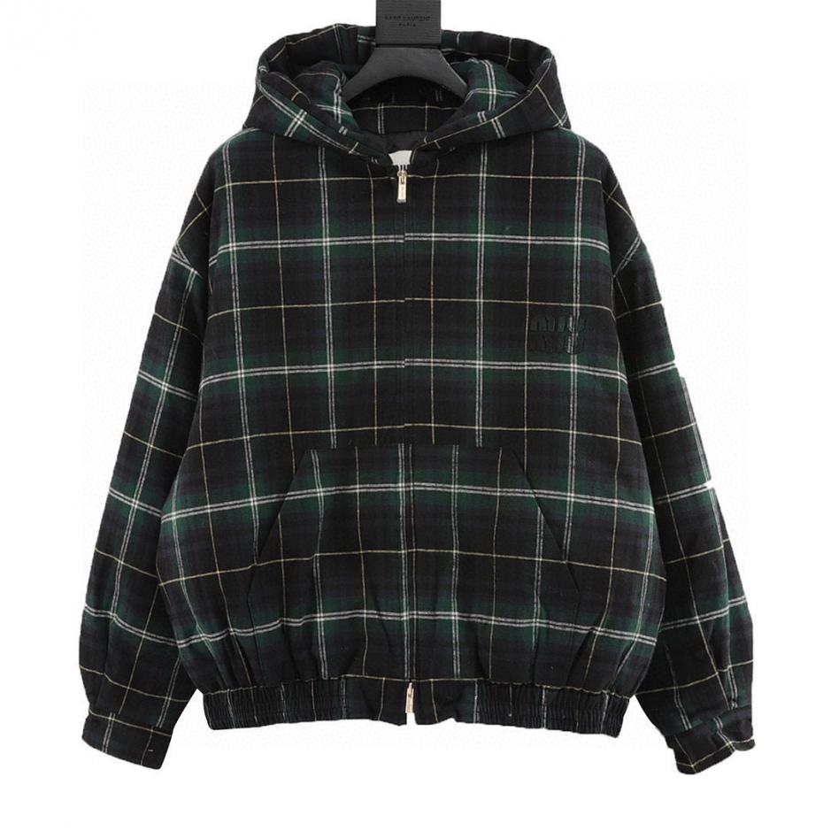 designer,replica,clothing,fake,1:1,lv,luxury,high quality MiuMiu green plaid hooded cotton apparel (507F) designer,replica,clothing,fake,1:1,lv,luxury,high quality MiuMiu green plaid hooded cotton apparel (507F)