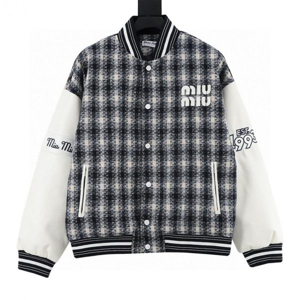 designer,replica,clothing,fake,1:1,lv,luxury,high quality MiuMiu Appliqué Embroidered Baseball Jacket (2946)