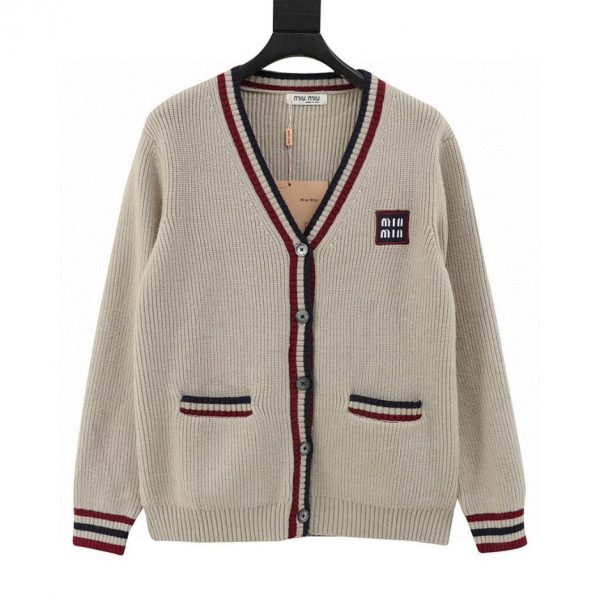 designer,replica,clothing,fake,1:1,lv,luxury,high quality MiuMiu Embroidered Logo Letter Cardigan Sweater (FBB4)