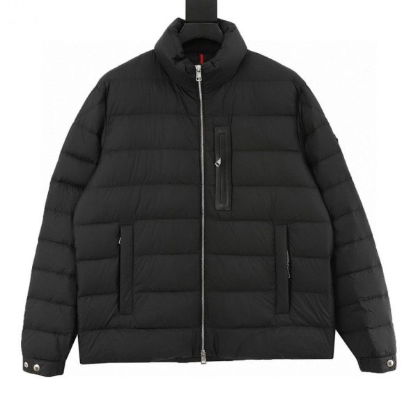 designer,replica,clothing,fake,1:1,lv,luxury,high quality Moncler New Black Leather Zip-Up Collar Down Jacket (211A)