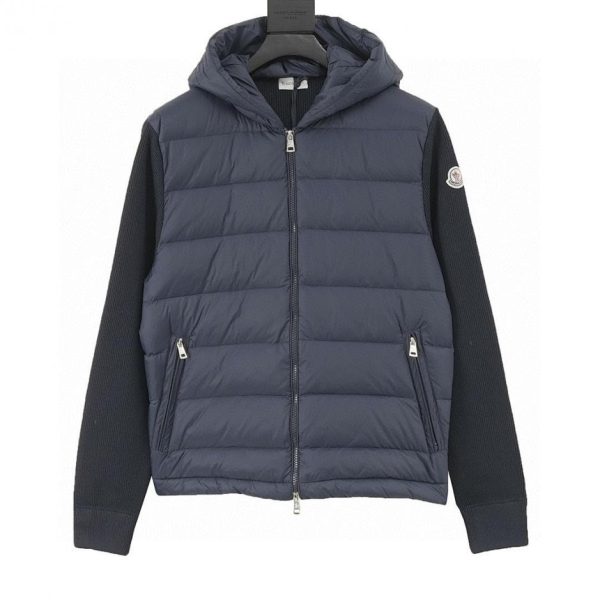 designer,replica,clothing,fake,1:1,lv,luxury,high quality Moncler New Sleeve-Patchwork Knit Hooded Lightweight Down Jacket, Autumn/Winter New Down Patchwork Jacket (F836)