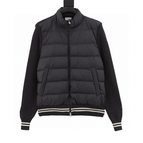 designer,replica,clothing,fake,1:1,lv,luxury,high quality MONCLER Patchwork Knitted Sleeve Stand Collar Thin Down Jacket (A13A)