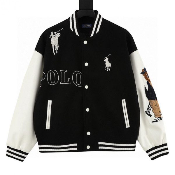 designer,replica,clothing,fake,1:1,lv,luxury,high quality Ralph Lauren Horse Logo Embroidered Baseball Jacket (26C7)