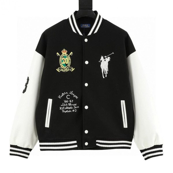 designer,replica,clothing,fake,1:1,lv,luxury,high quality Ralph Lauren Horse Logo Embroidered Baseball Jacket (56DB)