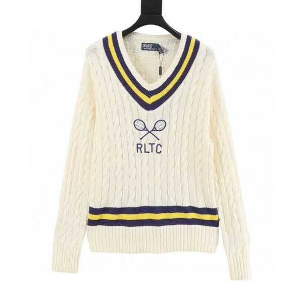 designer,replica,clothing,fake,1:1,lv,luxury,high quality Ralph Lauren Tennis Cable Knit V-Neck Sweater (0371)
