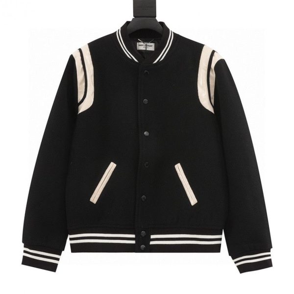 designer,replica,clothing,fake,1:1,lv,luxury,high quality Saint Laurent Paris Classic Patchwork Baseball Collar Jacket (1B0B)