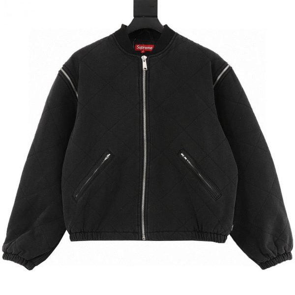 designer,replica,clothing,fake,1:1,lv,luxury,high quality Supreme WEEK1 Zip-Off Sleeve Quilted Bomber Jacket (2DB9)