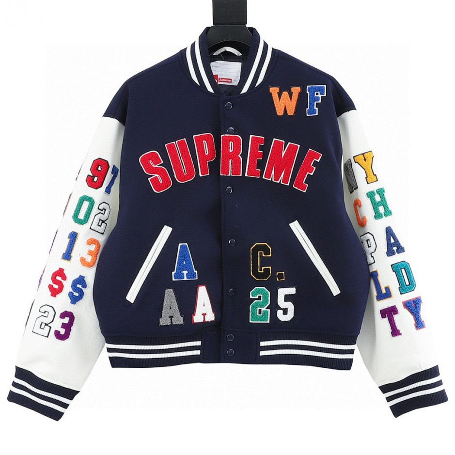 designer,replica,clothing,fake,1:1,lv,luxury,high quality Supreme SS25 Week 3 Praises Varsity Jacket, Chenille Appliqué Pattern, Captain Sleeve Baseball Jacket, American Style (3975) designer,replica,clothing,fake,1:1,lv,luxury,high quality Supreme SS25 Week 3 Praises Varsity Jacket, Chenille Appliqué Pattern, Captain Sleeve Baseball Jacket, American Style (3975)