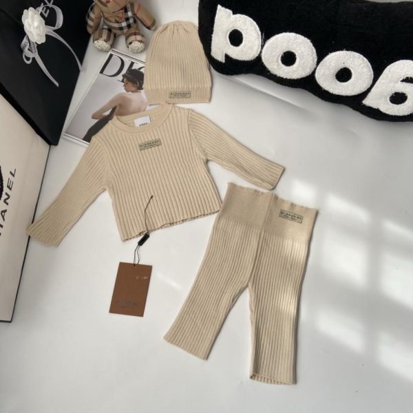 designer,replica,clothing,fake,1:1,lv,luxury,high quality Burberry Baby 3-Piece Cotton Knit Set (Top + Pants + Hat) (X8A5M)