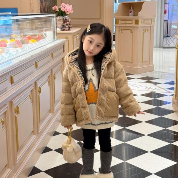 designer,replica,clothing,fake,1:1,lv,luxury,high quality Burberry stylish check shearling hooded jacket (0MEDV)