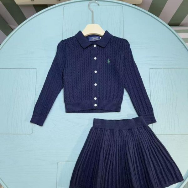 designer,replica,clothing,fake,1:1,lv,luxury,high quality RL POLO Early Autumn/Winter New Arrival Girls’ Set [Knitted Cardigan + Skirt] (Y16JX)