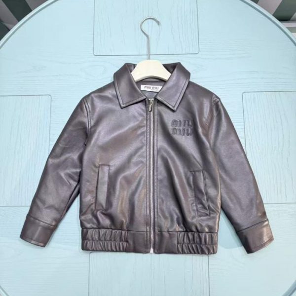 designer,replica,clothing,fake,1:1,lv,luxury,high quality MIU MIU Autumn/Winter New Children’s Fashion PU Jacket (2OD80)