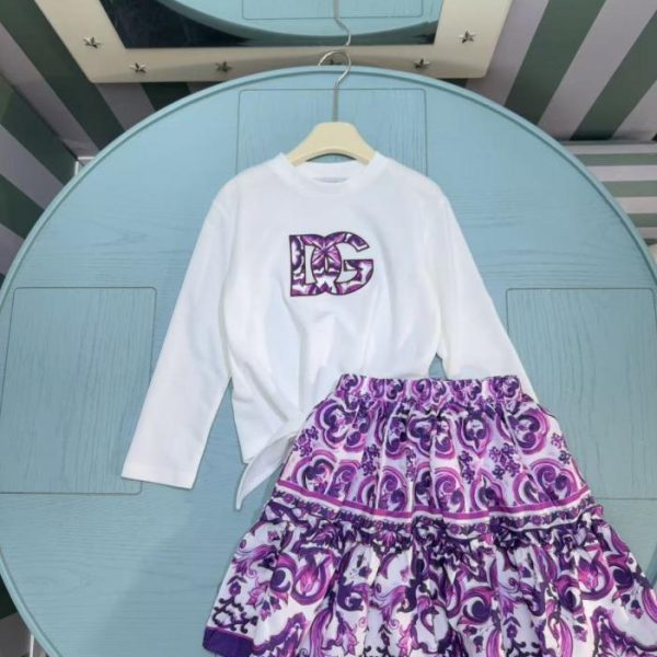designer,replica,clothing,fake,1:1,lv,luxury,high quality Early Autumn/Winter New Arrival from D&G Boutique: Two-Piece Set for Girls (Sweatshirt + Skirt) (22FUE)
