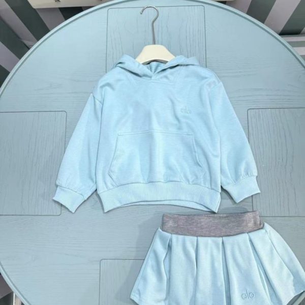 designer,replica,clothing,fake,1:1,lv,luxury,high quality Autumn/Winter New Arrival: alo Trendy Brand Letter Print Sweatshirt + Skirt Two-Piece Set for Girls (3KLD0)