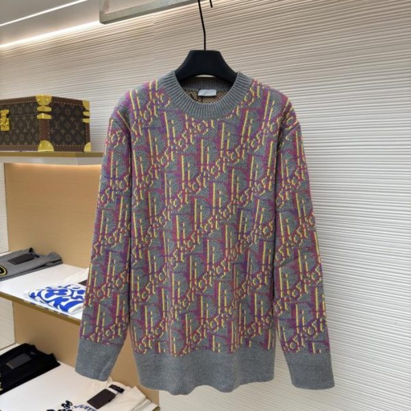 designer,replica,clothing,fake,1:1,lv,luxury,high quality Dior monogram all-over jacquard knit sweater (Y7CHE)
