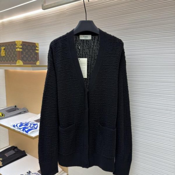 designer,replica,clothing,fake,1:1,lv,luxury,high quality Fendi Gypsy Jacquard V-neck Cardigan Long-sleeved Sweater (M4AY4)