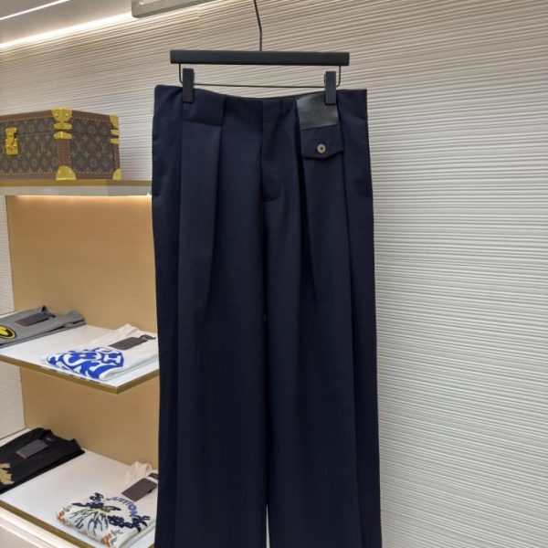 designer,replica,clothing,fake,1:1,lv,luxury,high quality Loewe Leather Straight Leg Wool Trousers [This product is dry clean only, not washable] (QD7KD)