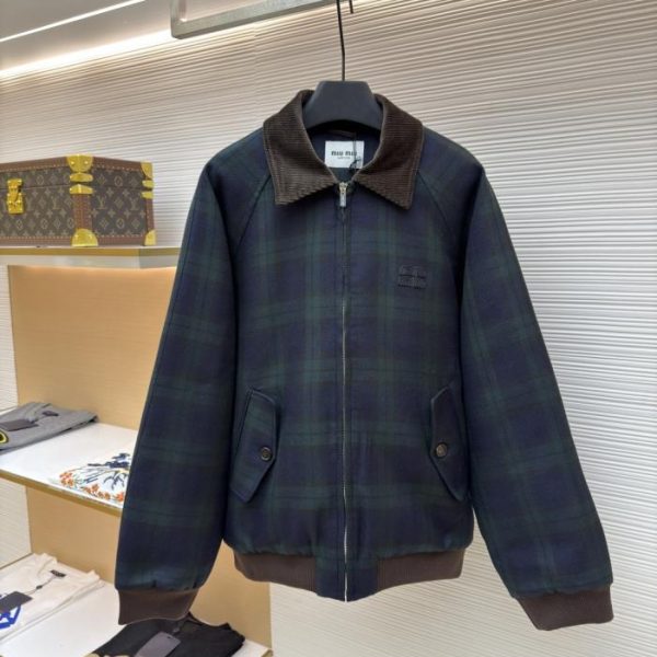 designer,replica,clothing,fake,1:1,lv,luxury,high quality MIU MIU Check Zippered Down Jacket (DUHBF)