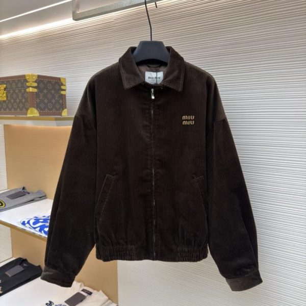 designer,replica,clothing,fake,1:1,lv,luxury,high quality MIU MIU Embroidered Corduroy Jacket (Q5X7Q)