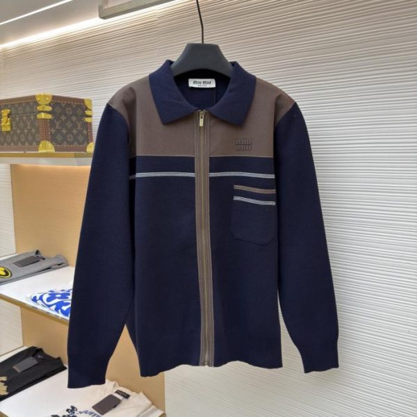 designer,replica,clothing,fake,1:1,lv,luxury,high quality MIU MIU Lapel Leather Logo Patchwork Jacket (FAZE6)