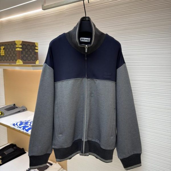 designer,replica,clothing,fake,1:1,lv,luxury,high quality MIUMIU Embroidered Logo Zip-Up Jacket (ZHUMU)